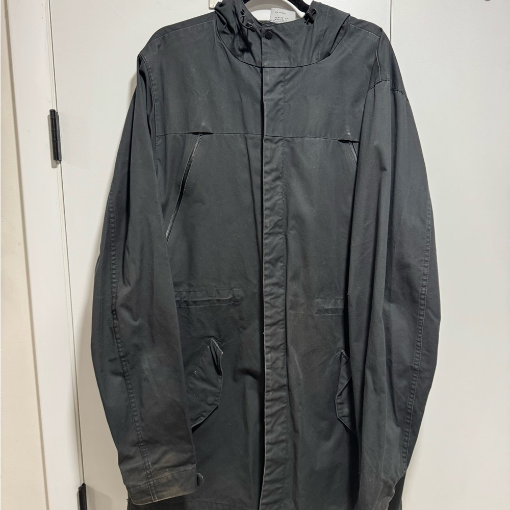 Jiberish Black Ventile Cotton Fishtail Parka Jacket